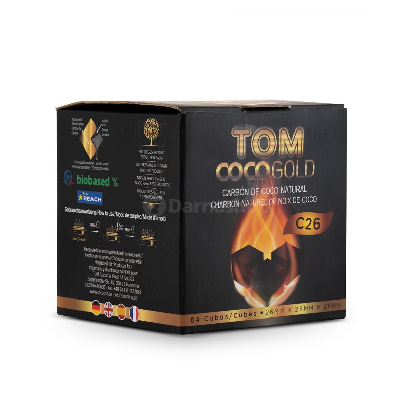 Charbon naturel Tom Cococha Gold I Boite de 9 cubes de charbon chicha