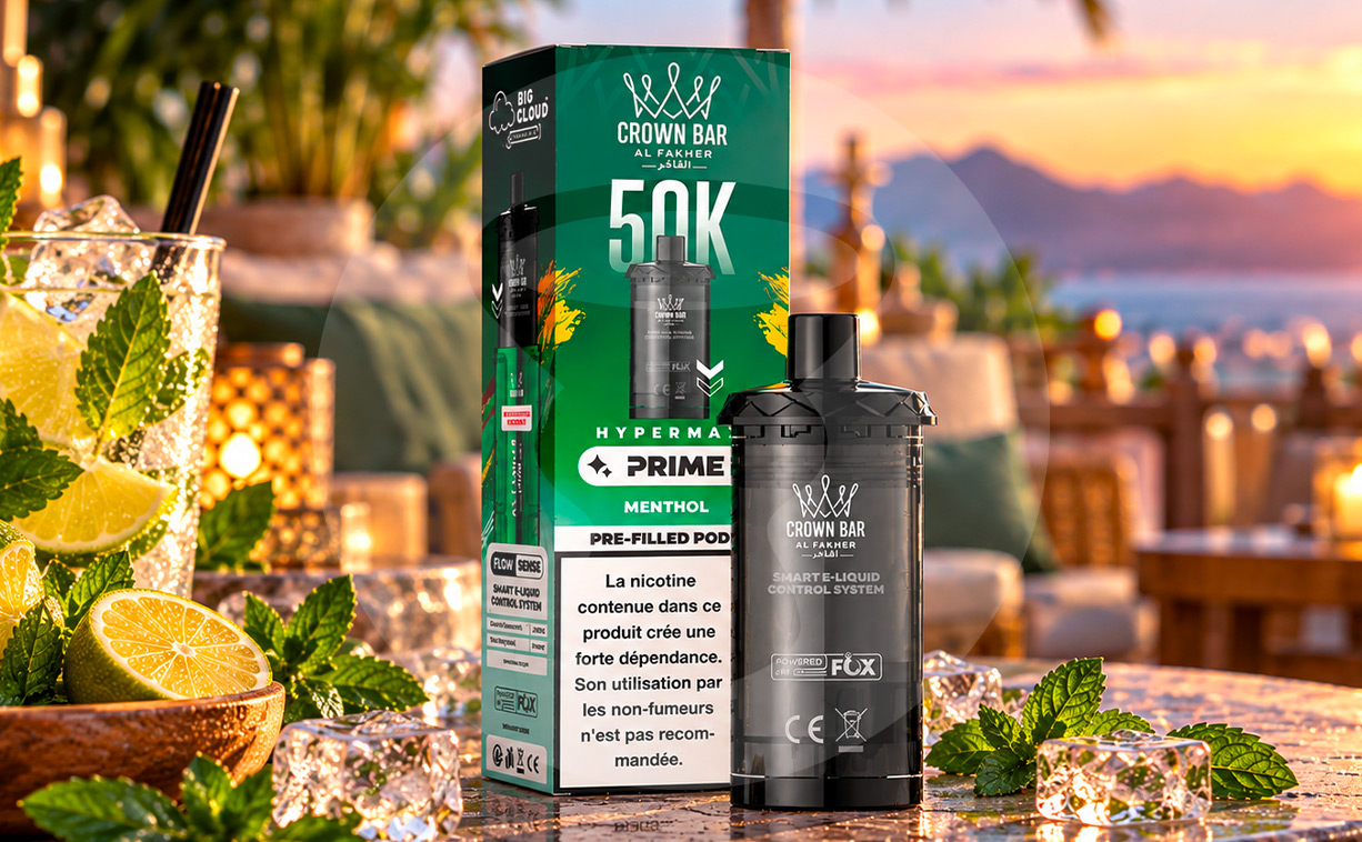 Eigenschaften Hyper Max Prime 50K Crown Bar Al Fakher Kartuschen