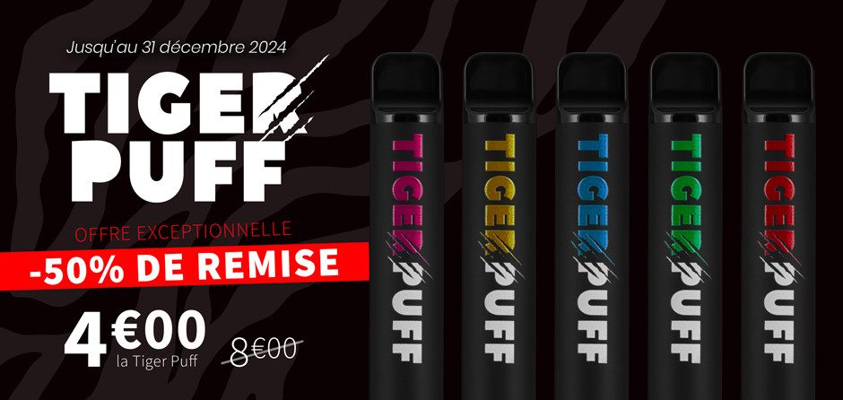 Enjoy 50% off on Tiger PUFF! All the flavors of hookah in your pocket at a very low price!